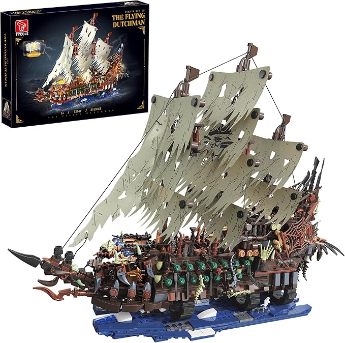 Pirate Ship Building Sets with Lights MOC Flying Dutchman Model Toy Boat Ghost Ship Building Blocks Sets Great for Adults and Teens as a Birthday or Party Gifts(2159Pieces)