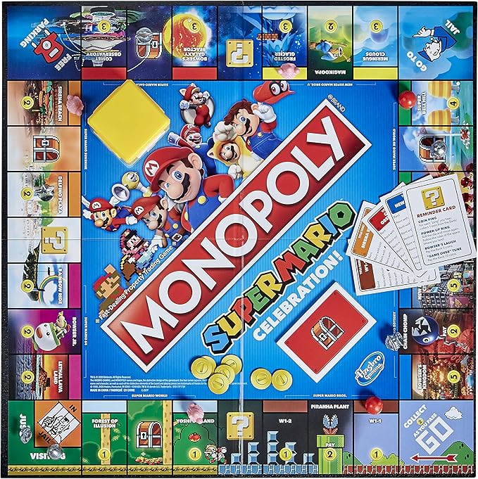 Monopoly Super Mario Celebration Edition Board Game for Super Mario Fans for 4 Players Ages 8 and Up with Video Game Sound Effects