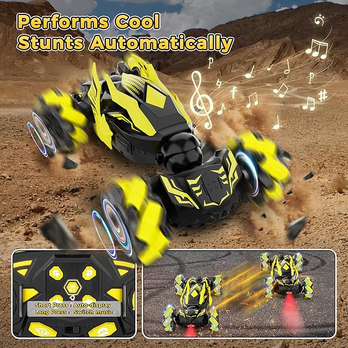 Gesture Sensing RC Stunt Car Toys for 6-12 Years Old Boys Hand Controlled Remote Controlled Car 2.4GHz &amp 4WD  360° Drifts Offroad with Lights &amp Music Christmas Birthday Gifts for Kids Ages