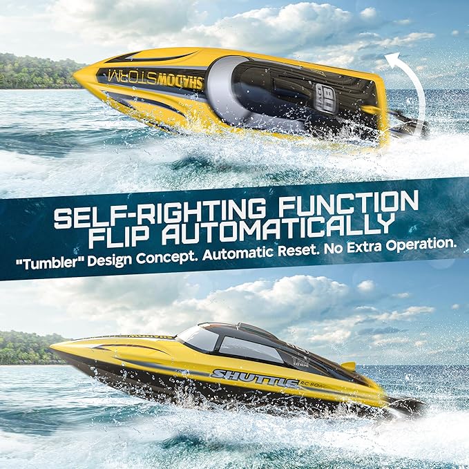 BEZGAR RC Boat - 32+ KPH Fast Remote Control Boat for Pool Lake &amp Salt Water 2.4GHz Speed Boats for Adults &amp Kids Summer Water Beach Toys Birthday Gifts for Boys &amp Girls Age 8-12 Years