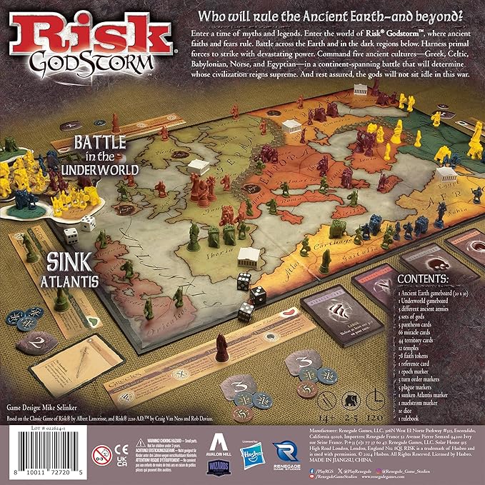 Renegade Game Studios Risk Godstorm: Ancient Civilization Strategy Board Game 382 Miniatures 2-5 Players Ages 10+