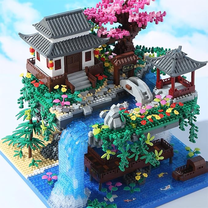 Cherry Blossom Tree Building Set with Gift Box Original Music Cherry Blossom Tree House(Type :Symphony) Japanese Sakura Tree House Lights Building Kit3320 Pcs Cherry Bonsai Building Set.