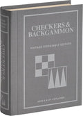 Checkers and Backgammon Vintage Bookshelf Edition by WS Game Company Linen Wrapped Book Box &amp Slipcase - Reversible Board Wooden Pieces - Checkers and Backgammon Sets for Adults &amp Kids Ages