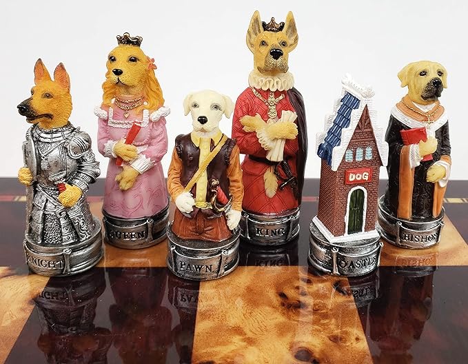 HPL Royal Cats Vs Dogs Set of Chess Men Pieces Hand Painted - NO Board