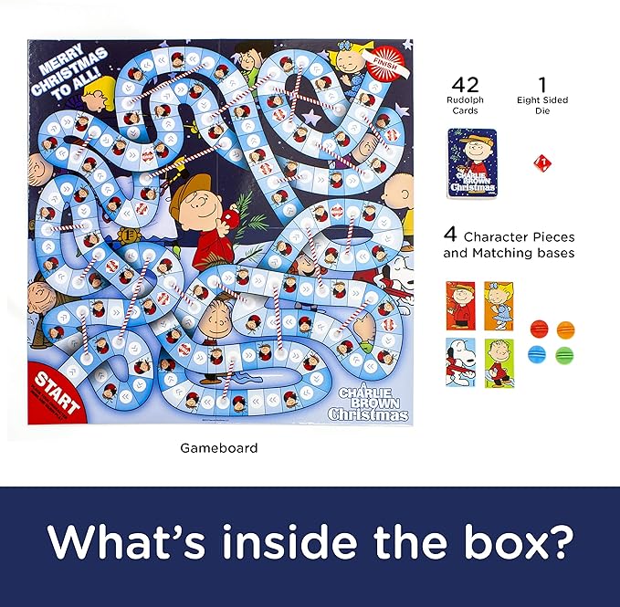 Aquarius Charlie Brown Christmas Journey Board Game- Fun for Kids &amp Adults - Officially Licensed Peanuts Merchandise &amp Collectibles Blue White