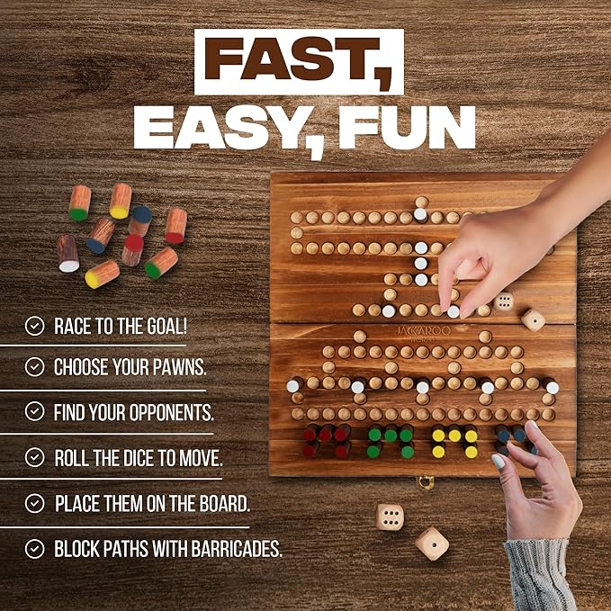Barricade Board Game - Malefiz Game - 2025 Dice Games - 2-4 Player Competitive Strategy Game - Fast Board Game Fun Wooden Dice Game for Family &amp Friends - Adults Games Wood Games