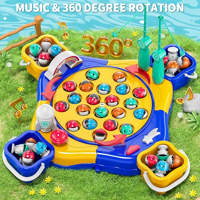 Magnetic Fishing Game for Kids Toddlers 3-5 70 pcs Fishing Toys for Kids Toddlers 3-5 Fishing Table Toys Board Game Birthday Gifts for 3 4 5 6 7 8 Years Old Toddler Kid