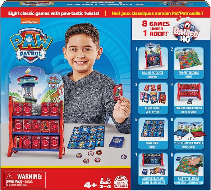 PAW Patrol Games HQ Board Games for Kids Checkers Tic Tac Toe Memory Match Bingo Go Fish Card Games PAW Patrol Toys for Preschoolers Ages 4 and up