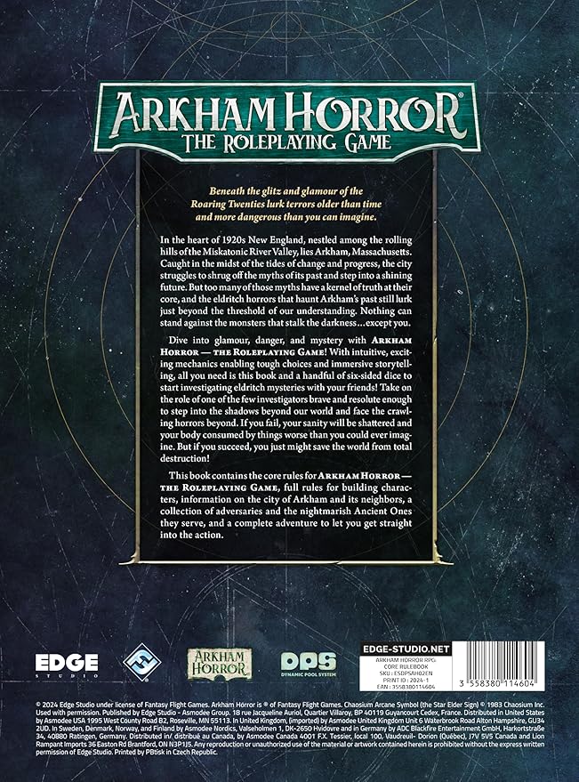 Asmodee Arkham Horror The Roleplaying Game CORE RULEBOOK - Dive into 1920s Asmodee Arkham's Mysterious World! Immersive RPG Adventure for Kids &amp Adults Ages 14+ 2-6 Players 1+ Hour Playtime