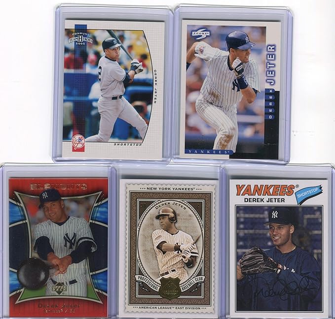 Derek Jeter New York Yankees Assorted Baseball Cards 5 Card Lot