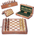 Ajuny Magnetic Travel Chess Set - Handcrafted Acacia Wood Foldable Board with Elegant Storage for All Ages