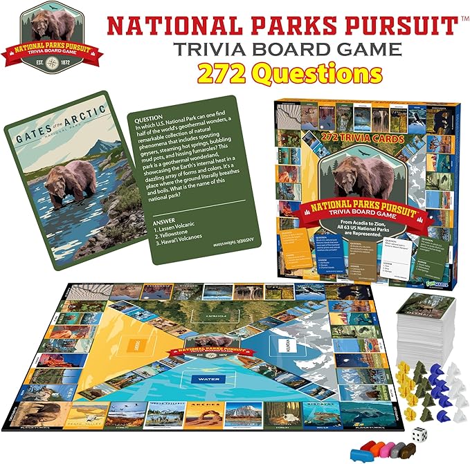 National Parks Pursuit - Fun Family Trivia Board Game for Kids and Adults