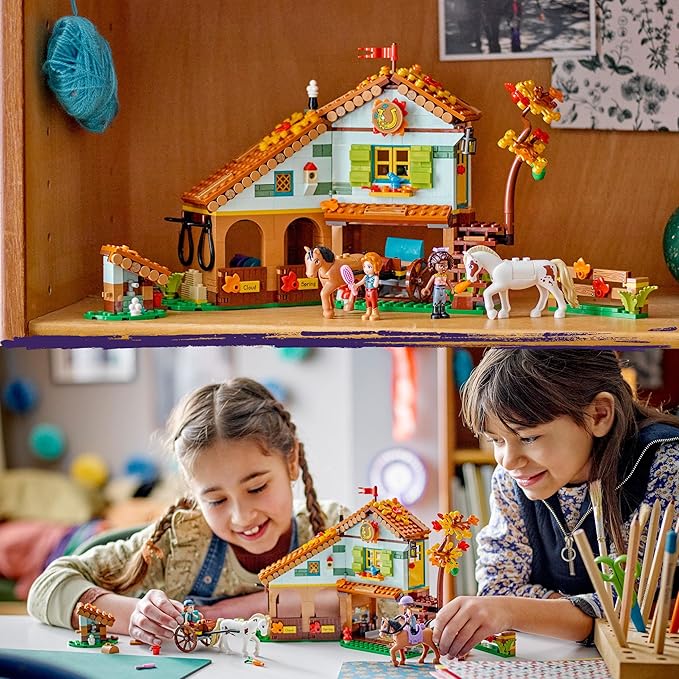 Lego Friends Autumn’s Horse Stable 41745 Building Toy Role-Play Fun for Kids Ages 7+ with 2 Mini-Dolls and 2 Horses Carriage and Riding Accessories A Gift Birthday Gift for Kids Who Love Horses