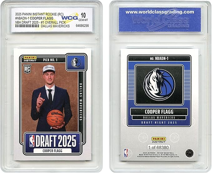 2025 NBA Panini Cooper Flagg #1 Draft Pick 1st Ever Official NBA Rookie Card RC - Graded GEM Mint 10