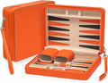 Yellow Mountain Imports Travel Size Backgammon Mini Game Set Alanya - Magnetic Checkers and 9-inch Board in Sleek Leatherette Case - Classic Strategy Board Game