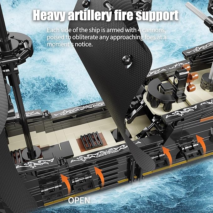 Pirate Ship Building Blocks SetsMOC Black Pearl Ship Building ToysPirate Boat Collectible Display for Home or Office DecorValentine Day Birthday Gift for Adults &amp Boys 8-14(921Pcs)