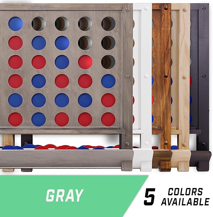 GoSports Wall Mounted Giant 4 in a Row - Jumbo Four in a Row with Coins - Gray Stain