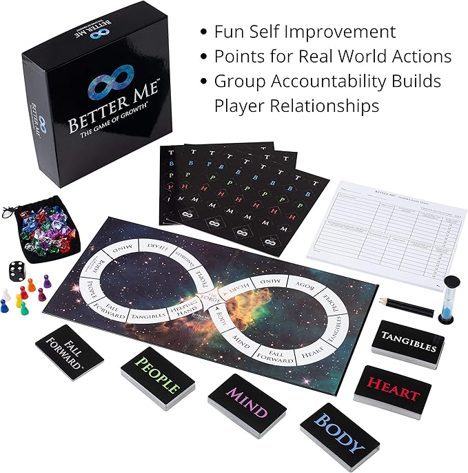 Better Me Self-Improvement Board Game - Fun &amp Connection for Couples Friends and Family Game Night Relationship Date Night Ideas Counseling and Group Therapy Goal Setting &amp Accountability
