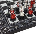 Medieval Times Crusades Red and White Armored Maltese Knights Chess Set with 17 Board