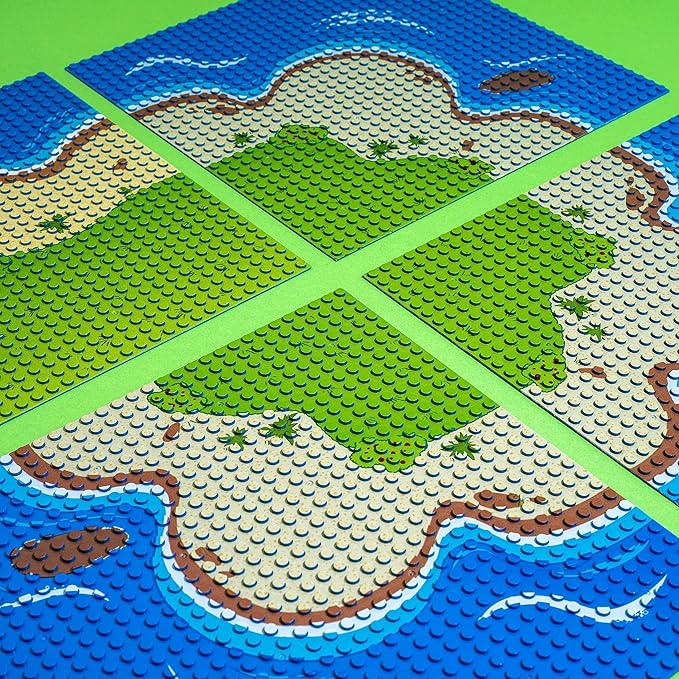 Apostrophe Games Island Building Blocks Base Plates Compatible with All Major Brands - 6 Pack of Beach Plates - 4 Corners &amp 2 Straight