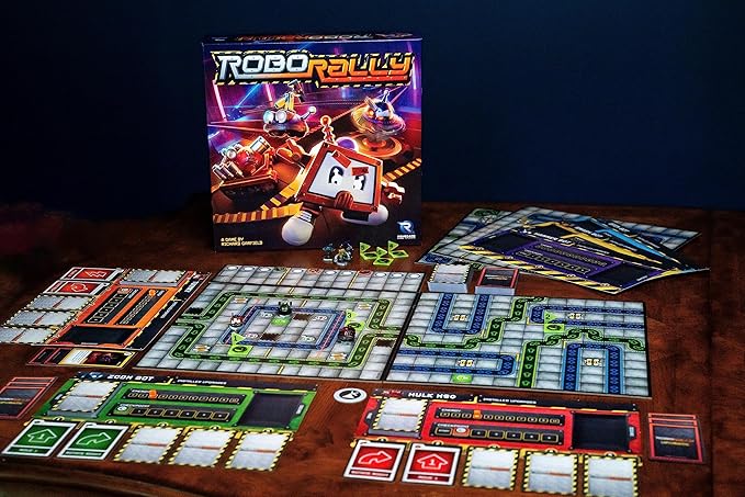Renegade Game Studios Robo Rally Board Game Strategy Card Programming with 6 Pre-Painted Robot Miniatures for 2-6 Players Ages 12+