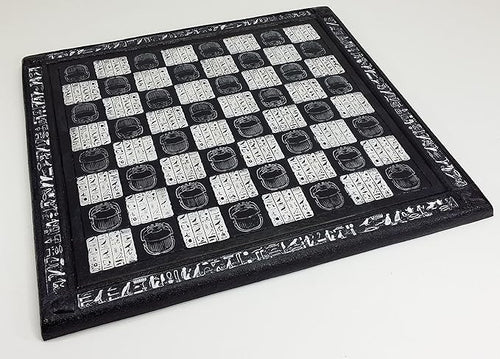 16 Black and White Egyptian Hieroglyphic Chess Board