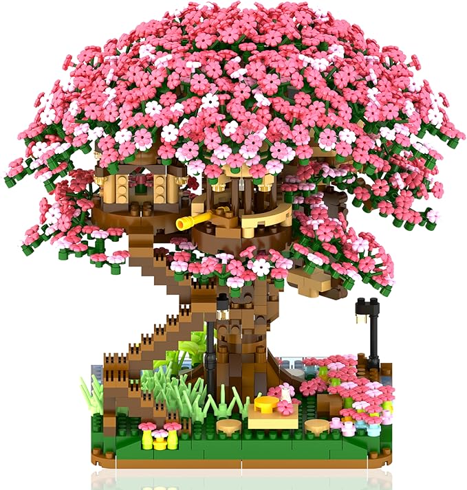 Cherry Bonsai Tree Building Sets for GirlsMicro Mini Building Blocks of Cherry Blossom Bonsai Tree kit2008pcs Mini Bricks Sakura Tree House Good Gift for You