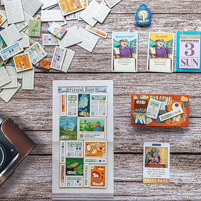 AEG &amp Flatout Games | Fit to Print | Build your Newspaper! | From the Creators of Cascadia | Easy to Learn | Quick to Play | Ages 10+ | For 1-6 Players Cream