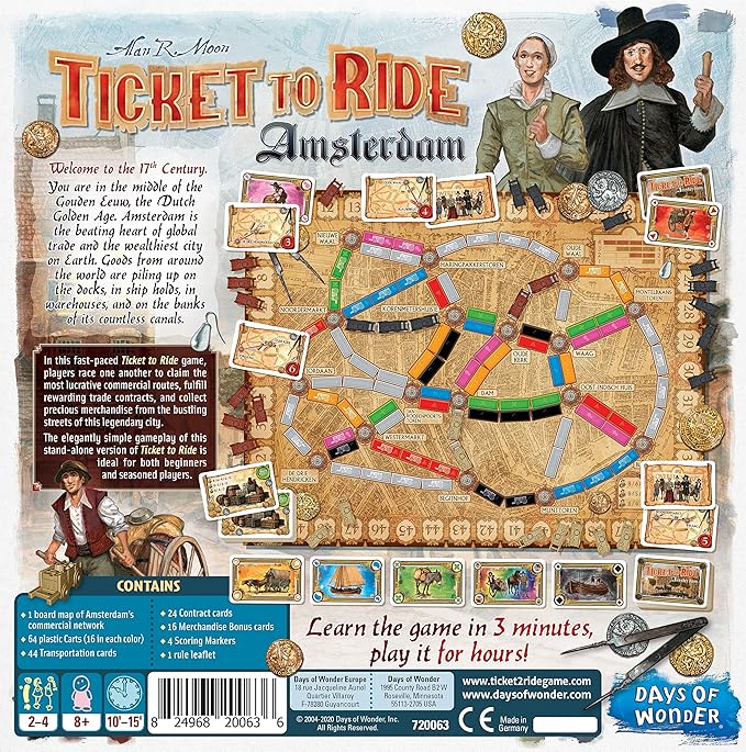 Asmodee Ticket to Ride Amsterdam Board Game - Train Route-Building Strategy Game Fun Family Game for Kids &amp Adults Ages 8+ 2-4 Players 10-15 Minute Playtime