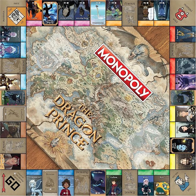 Monopoly: The Dragon Prince | Buy Sell Trade Characters Such as Ezran Rayla and Callum from The Netflix Series | Classic Monopoly Game | Officially-Licensed The Dragon Prince Merchandise