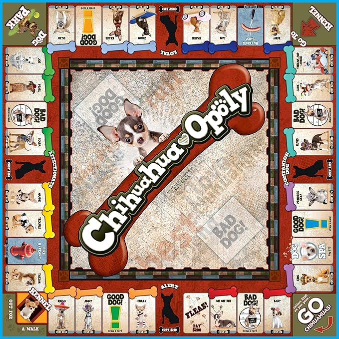 Late for The Sky Chihuahua-Opoly Board Game – Family Strategy Fun for 2–6 Players Ages 8+ | Dog Lover Theme Opoly-Style Property Trading Traditional or One-Hour Play