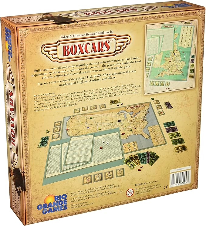 Rio Grande Games Boxcars Family Board Game 2-6 Players 90 Minute Strategy Game