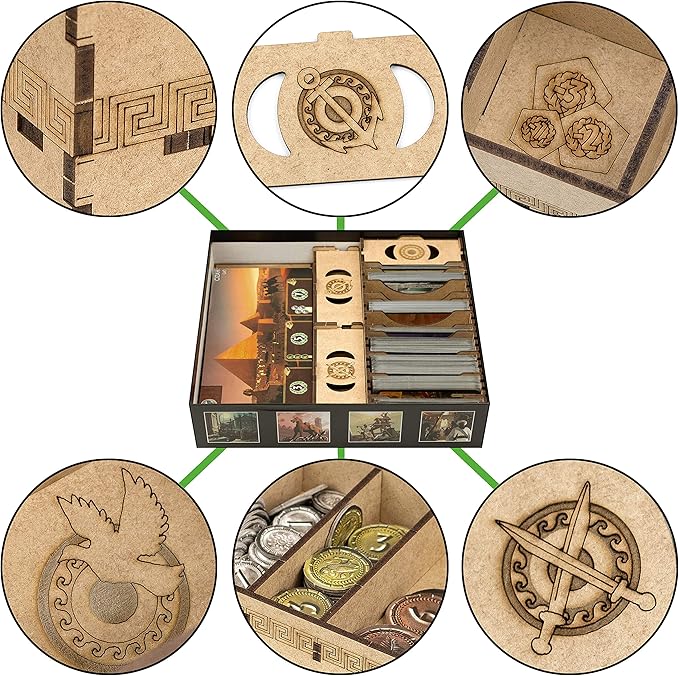 TowerRex Organizer for 7 Wonders 1st Ed and Cities Armada Leaders Expansions Storage Insert for Board Game Accessories Upgrade