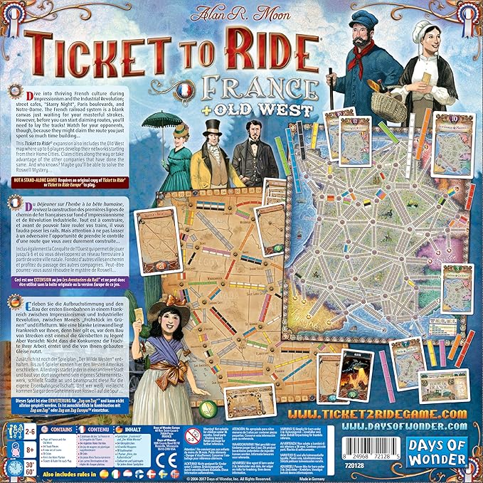 Asmodee Ticket to Ride France + Old West Board Game Expansion - Train Route Strategy Game Fun Family Game for Kids &amp Adults Ages 8+ 2-6 Players 30-60 Minute Playtime