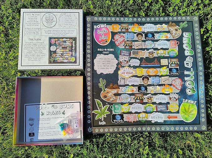 Weed Board Game for Adults | Fun Game Night and Great Gift Idea | Fun Ganja Game | Includes Board 8 Player Pawns 2 Six-Sided Dice Simple Rules