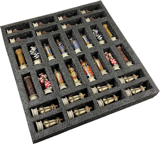 Hot Products Medieval Times Crusades King Richard The Lionheart Knight Color Painted Chess Men Pieces Set - NO Board
