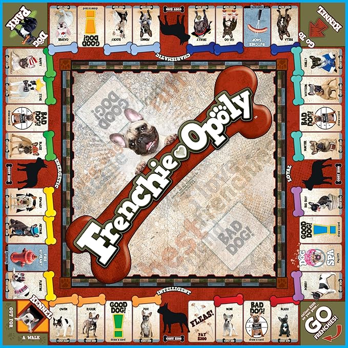 Late for The Sky Frenchie-Opoly | French Bulldog Board Game for Families &amp Adults 2-6 Players Ages 8+ Dog Lover Gift Strategy Property Trading Game